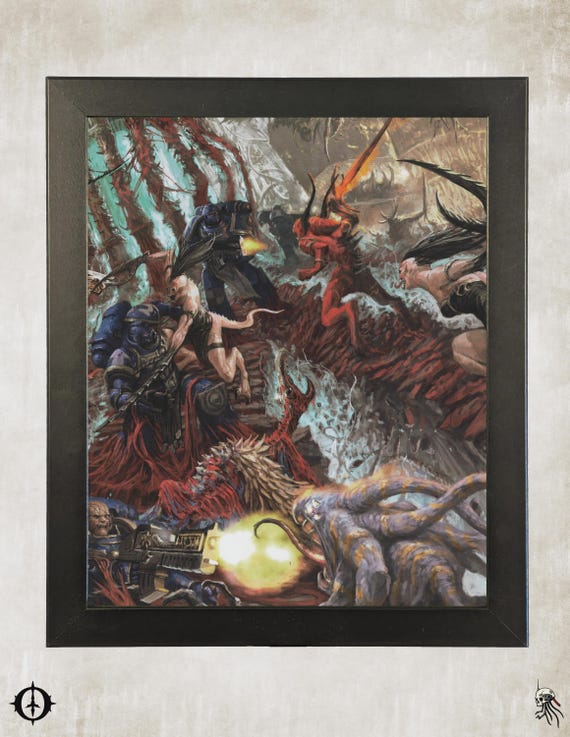 Chaos Daemons - 40K Framed Upcycled Art (9.5x11.5)