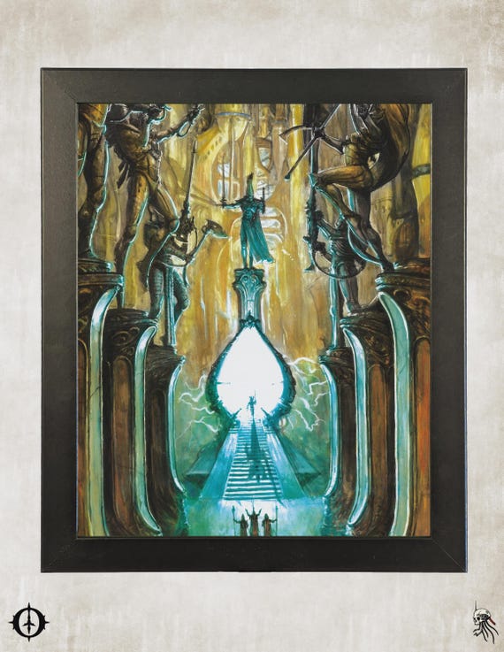 Aeldari - 40k Framed Upcycled Art (9.5x11.5)