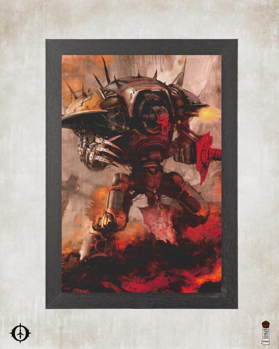 Chaos Knights - 40k Framed Upcycled Art (7x10)