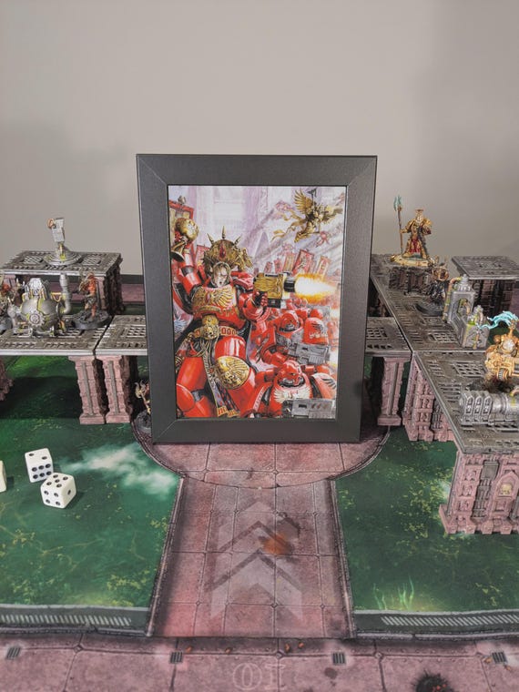 Blood Angels - 40K Framed Upcycled Art (6.25x8.25)