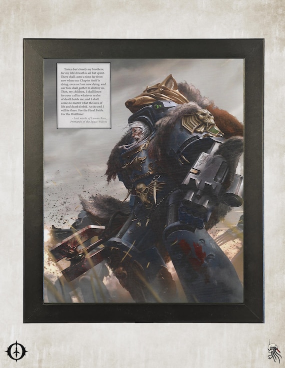 Space Wolves - 40k Framed Upcycled Art (9.5x11.5)