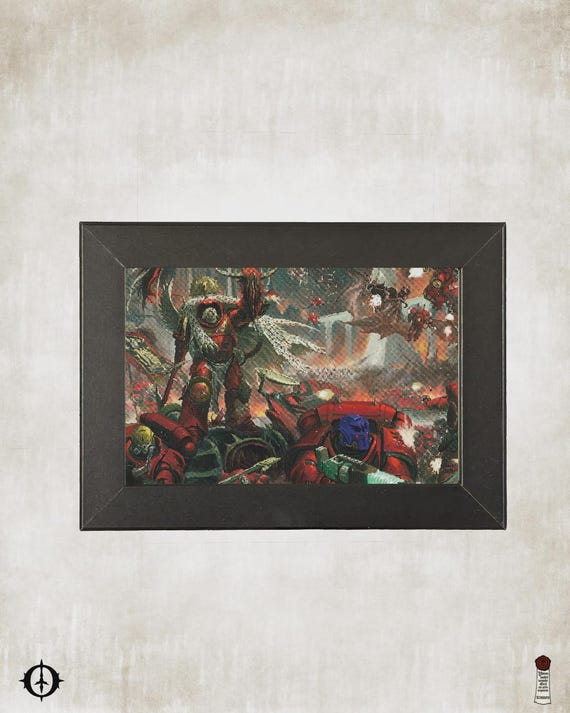 Blood Angels - 40K Framed Upcycled Art (5x7)