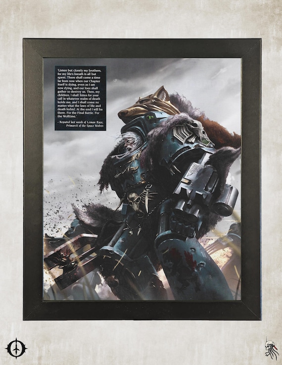 Space Wolves - 40k Framed Upcycled Art (9.5x11.5)
