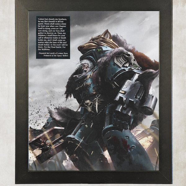 Space Wolves - 40k Framed Upcycled Art (9.5x11.5)