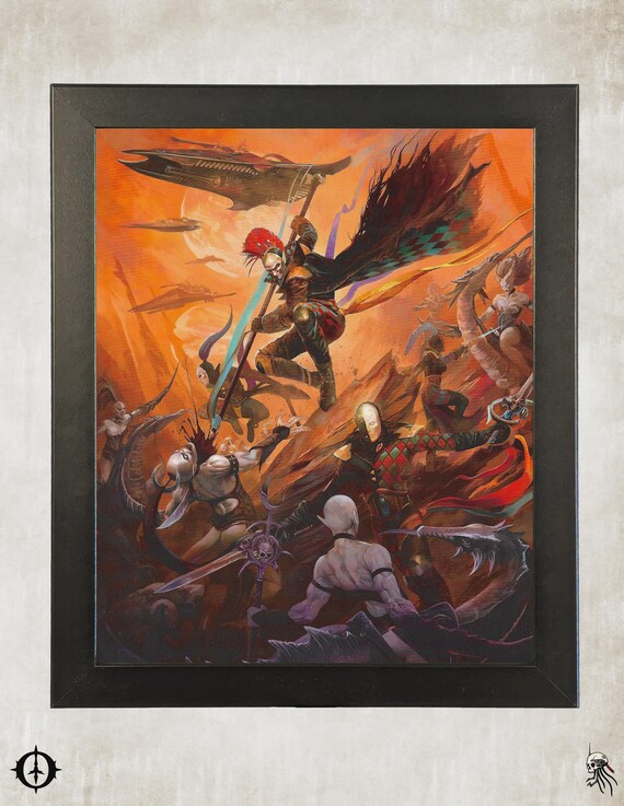 Harlequins - 40k Framed Upcycled Art (9.5x11.5)