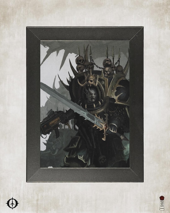 Chaos Space Marines - 40K Framed Upcycled Art (6.25x8.25)