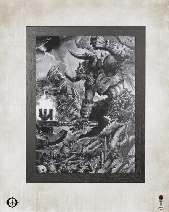 Chaos Daemons - 40K Framed Upcycled Art (8.125x11) - Rare!