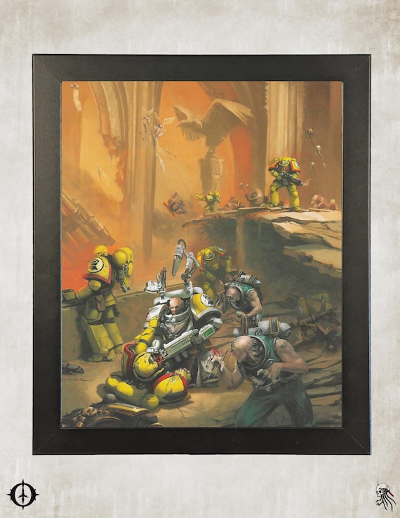 Imperial Fists - 40k Framed Upcycled Art (9.5x11.5)