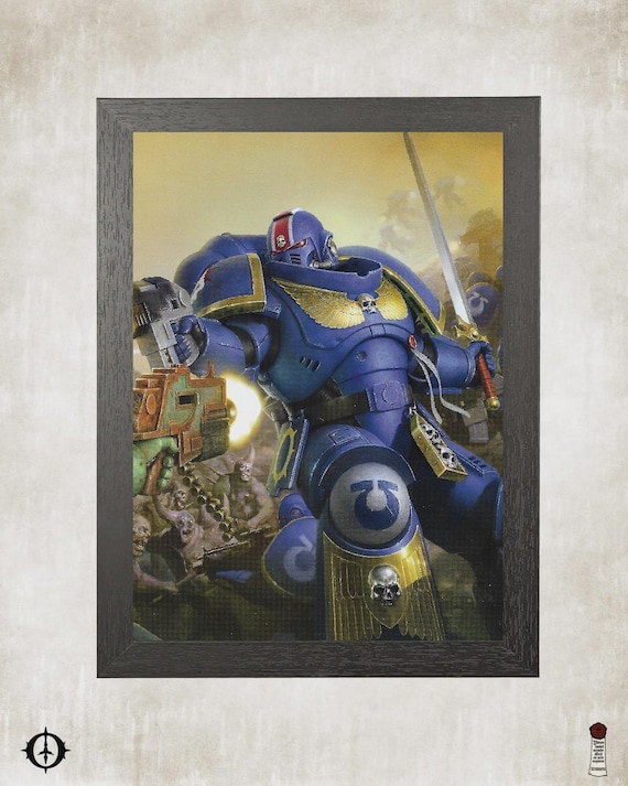 Ultramarines - 40K Framed Upcycled Art (8.125x11)