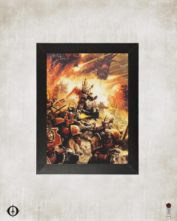 World Eaters - 40k Framed Upcycled Art (7.25x9.25)