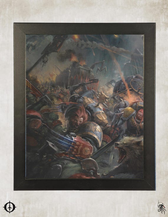 Space Wolves - 40k Framed Upcycled Art (9.5x11.5)