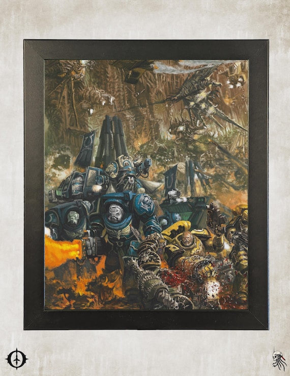Imperial Fists - 40k Framed Upcycled Art (9.5x11.5)