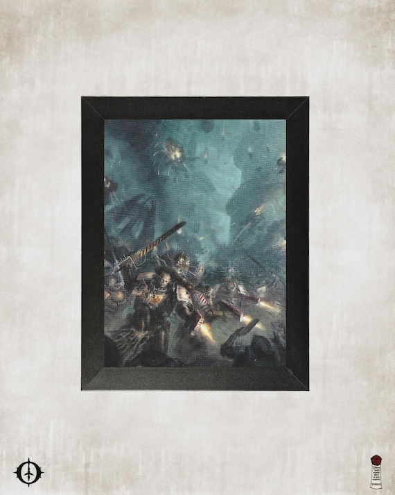 Black Templars - 40k Framed Upcycled Art (7.25x9.25)