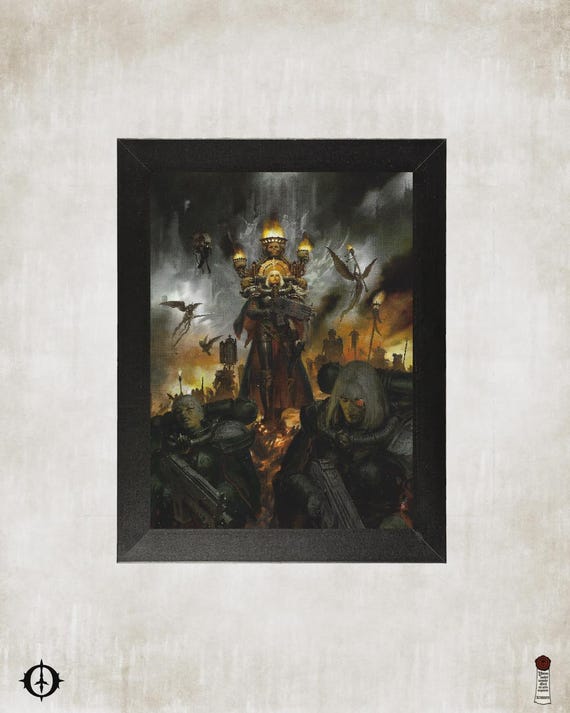 Adepta Sororitas - 40K Framed Upcycled Art (7.25x9.25)