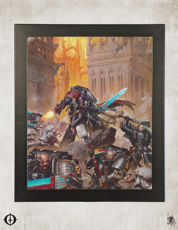 Deathwatch - 40k Framed Upcycled Art (9.5x11.5)