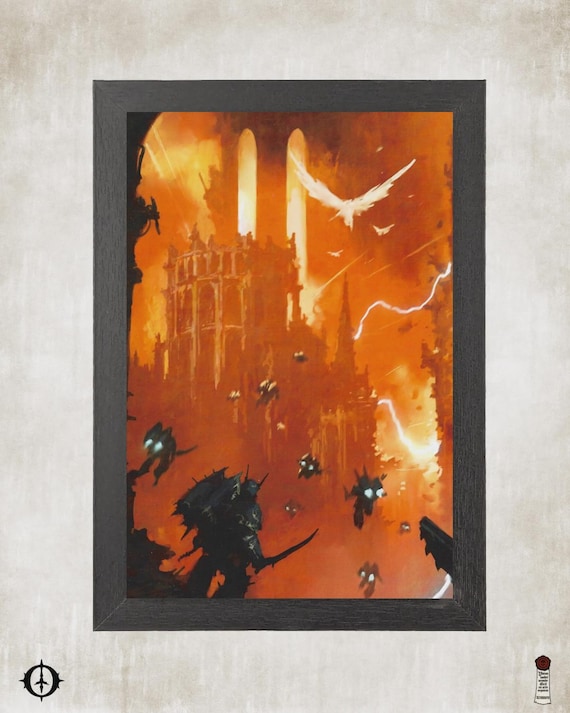 Chaos Space Marines vs. Adepta Sororitas - 40k Framed Upcycled Art (7x10)