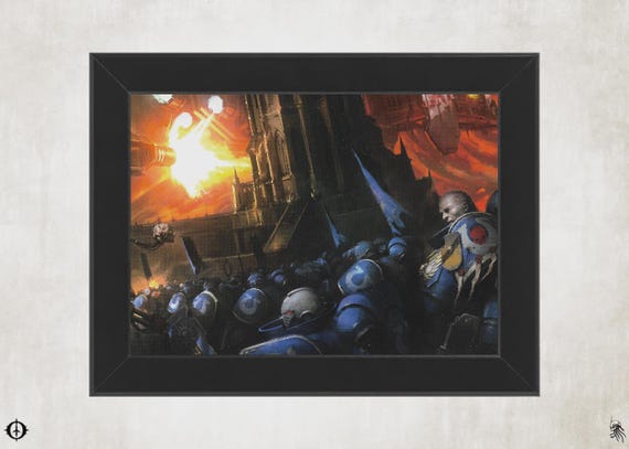 Ultramarines - 40K Framed Upcycled Art (5x7)