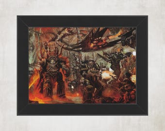 Marines Espaciales del Caos - Arte reciclado enmarcado de 40 000 libras (8,25 x 6,25)