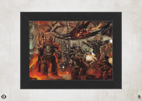 Chaos Space Marines - 40K Framed Upcycled Art (8.25x6.25)