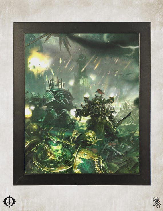 Chaos Space Marines - 40k Framed Upcycled Art (9.5x11.5)