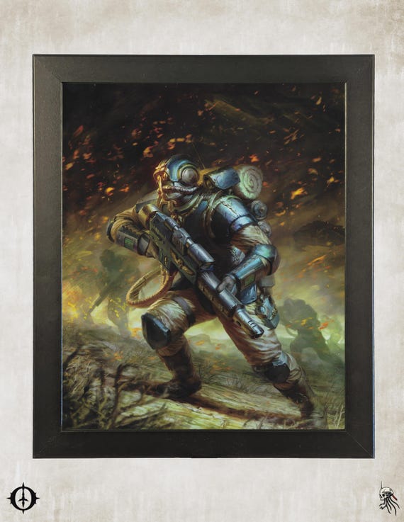 Astra Militarum - 40K Framed Upcycled Art (9.5x11.5)