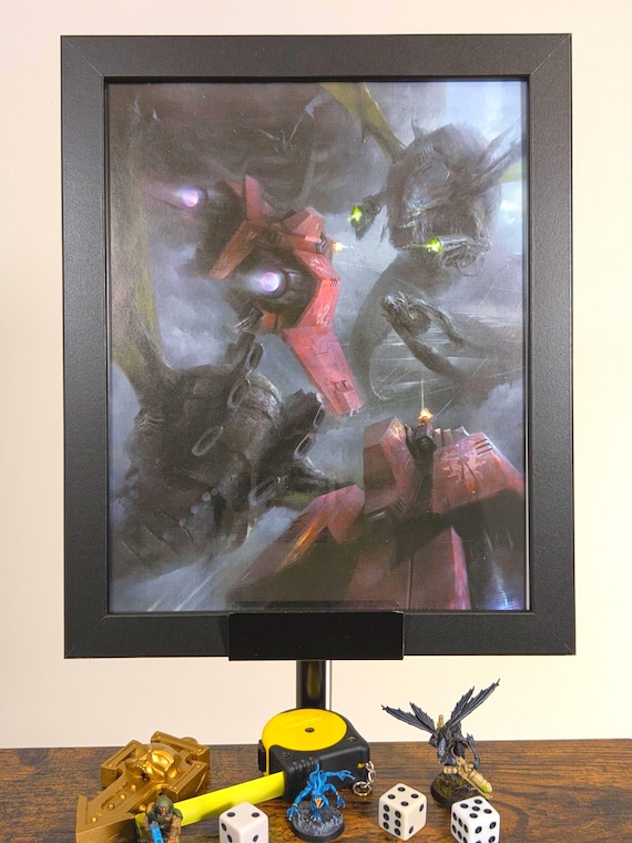 Warhammer 40k Framed Art – Space Marine vs Tyranid (9 1/2" x 11 1/2")