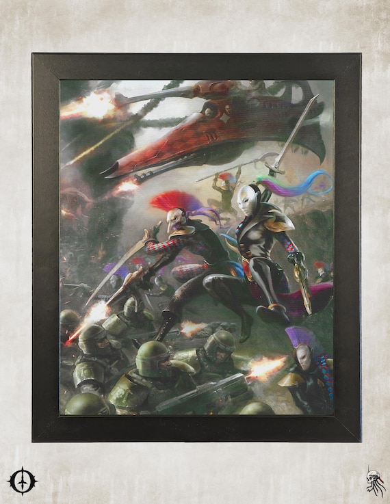 Harlequins - 40k Framed Upcycled Art (9.5x11.5)