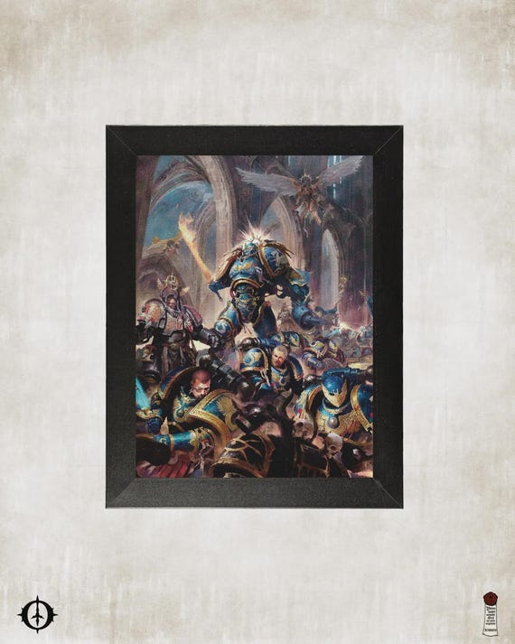 Ultramarines - 40K Framed Upcycled Art (7.25x9.25)