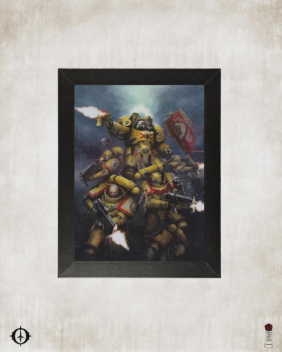 Imperial Fists - 40K Framed Upcycled Art (7.25x9.25)