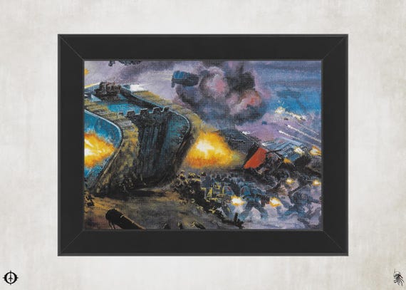 Crimson Fists - 40K Framed Upcycled Art (8.25x6.25)