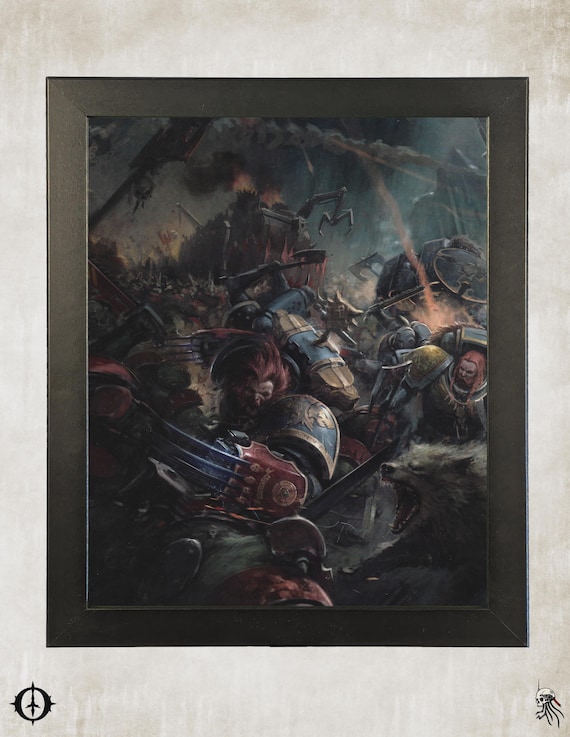 Space Wolves - 40K Framed Upcycled Art (9.5x11.5)
