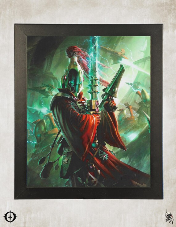 Aeldari - 40k Framed Upcycled Art (9.5x11.5)