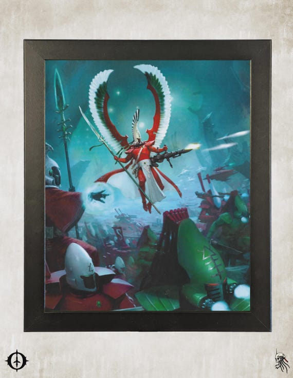Aeldari - 40k Framed Upcycled Art (9.5x11.5)