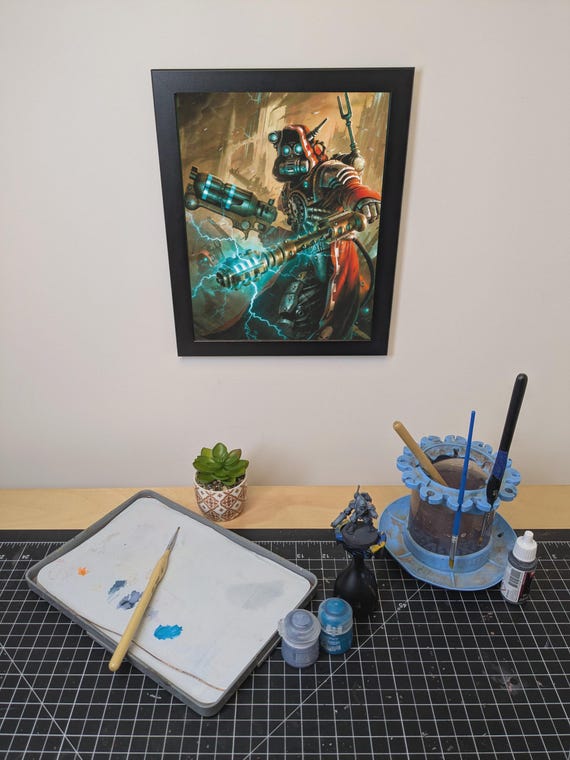Adeptus Mechanicus - 40K Framed Upcycled Art (9.5x11.5)