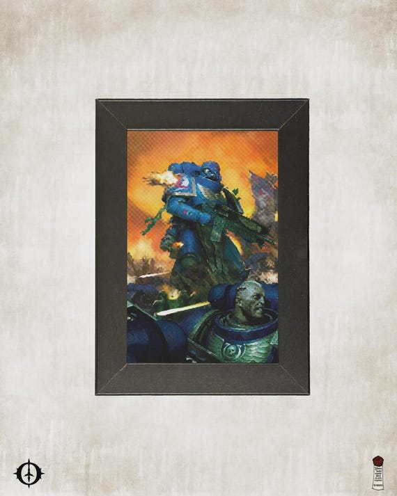 Ultramarines - 40K Framed Upcycled Art (5x7)