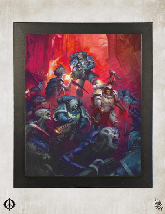Ultramarines - 40k Framed Upcycled Art (9.5x11.5)
