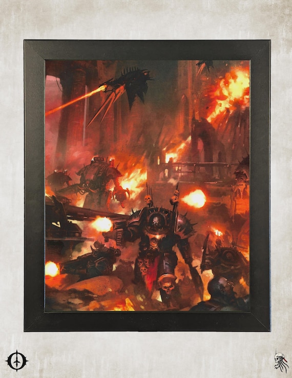Chaos Space Marines - 40k Framed Upcycled Art (9.5x11.5)