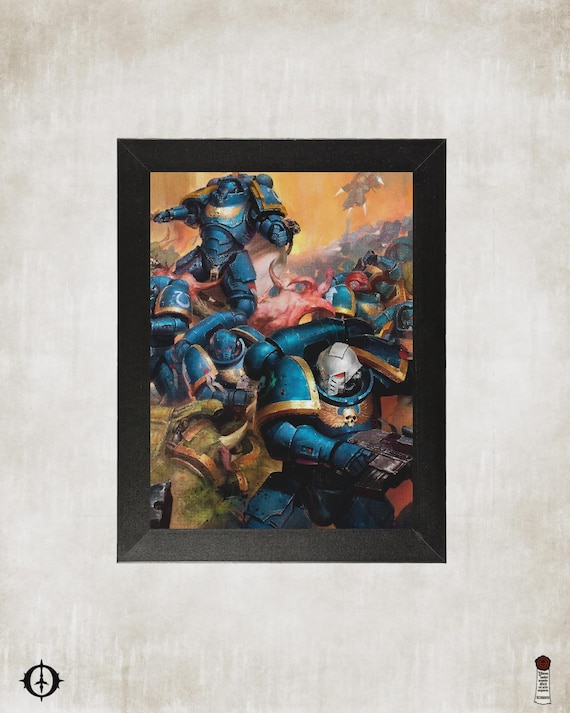Ultramarines - 40K Framed Upcycled Art (6x8)