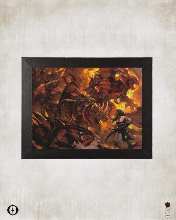 Chaos Daemons - 40K Framed Upcycled Art (8x6)