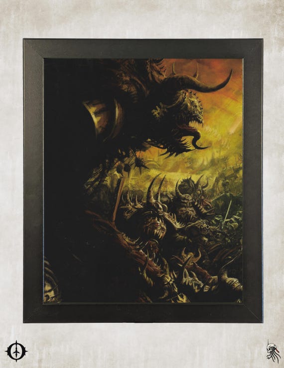 Chaos Daemons - 40K Framed Upcycled Art (9.5x11.5)