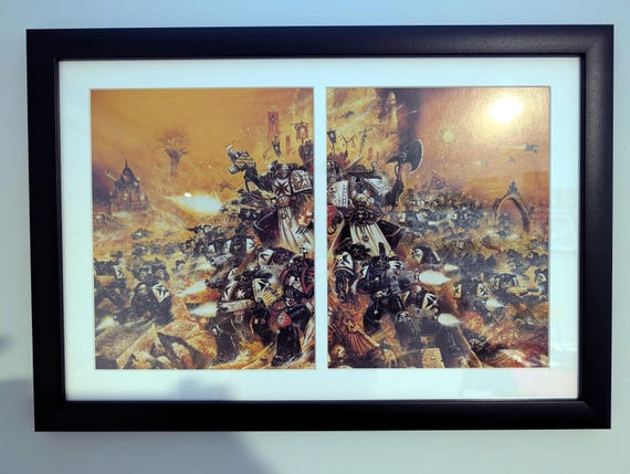 Warhammer 40k Wall Art, Rare John Blanche 3rd Edition Print, Double Framed 18x12