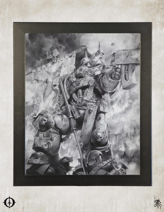 Black Templars - 40k Framed Upcycled Art (9.5x11.5)