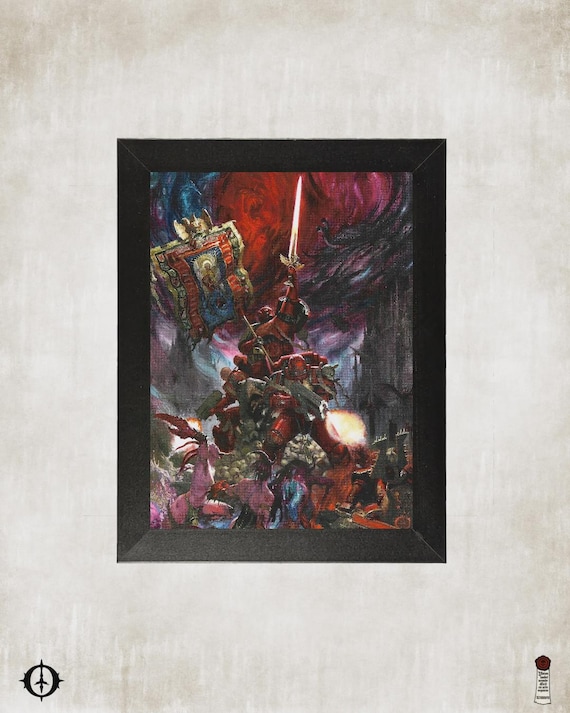 Blood Angels vs. Chaos Daemons - 40k Framed Upcycled Art (7.25x9.25)
