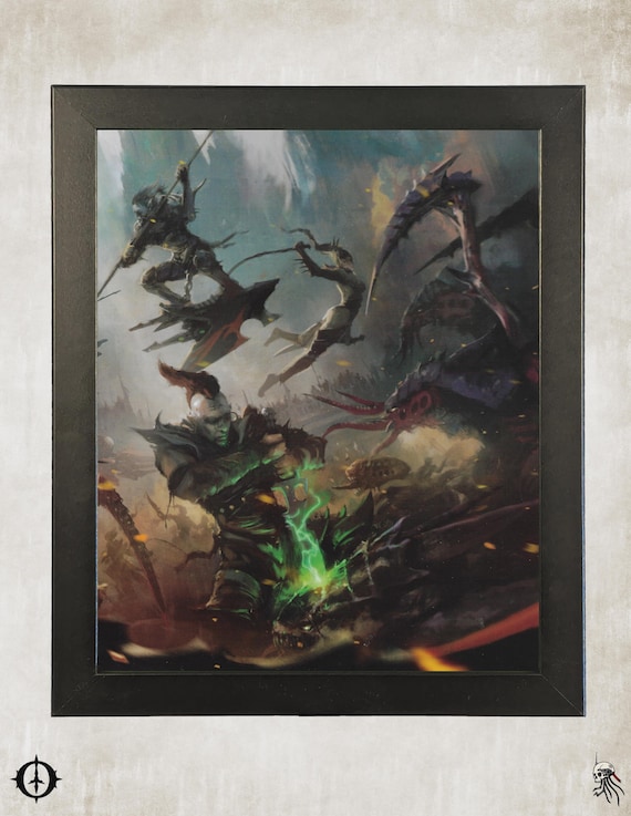 Drukhari - 40k Framed Upcycled Art (9.5x11.5)