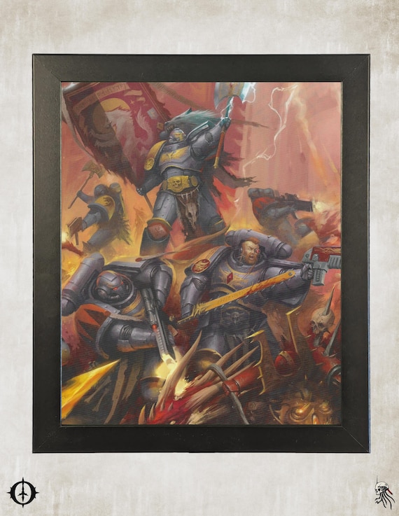 Space Wolves - 40k Framed Upcycled Art (9.5x11.5)