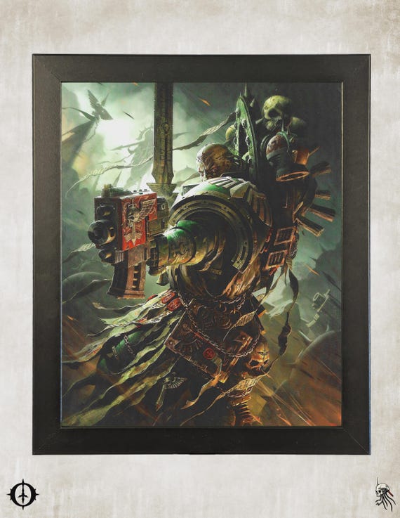Dark Angels - 40k Framed Upcycled Art (9.5x11.5)