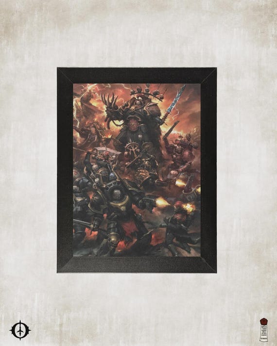 Chaos Space Marines - 40K Framed Upcycled Art (7.25x9.25)