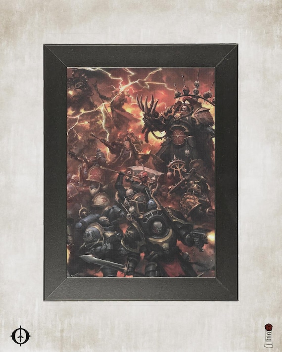 Chaos Space Marines - 40K Framed Upcycled Art (6.25x8.25)