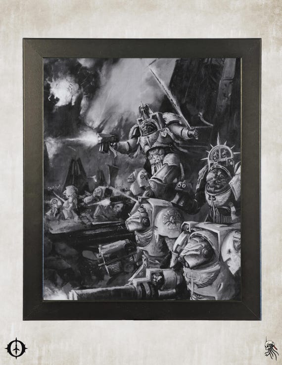 Blood Angels - 40K Framed Upcycled Art (9.5x11.5)