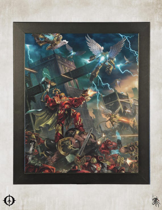 Blood Angels - 40K Framed Upcycled Art (9.5x11.5)